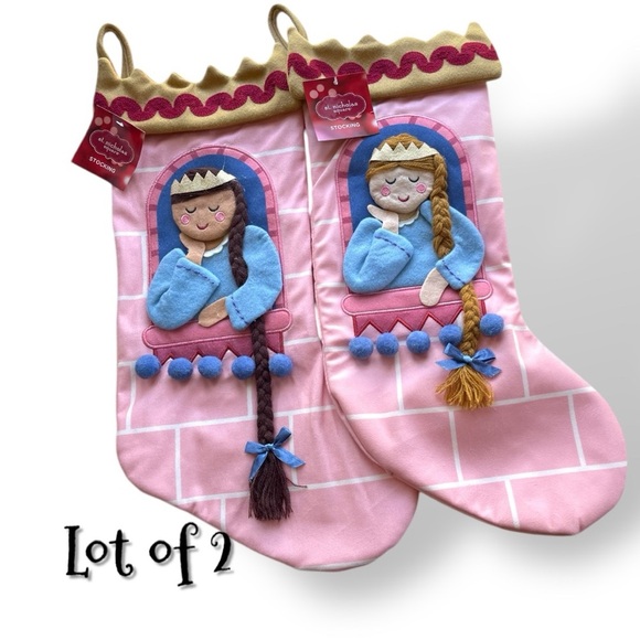 2 Pieces Christmas Stocking Felt Princess - Picture 1 of 7